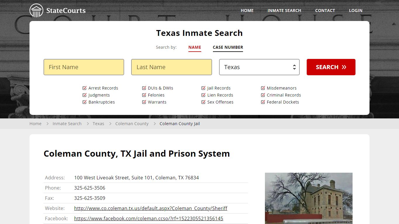 Coleman County Jail Inmate Records Search, Texas - StateCourts