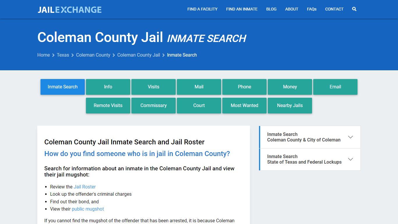 Inmate Search: Roster & Mugshots - Coleman County Jail, TX - Jail Exchange